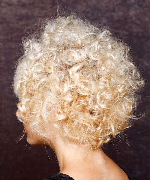 Voluminous Hairstyle With Tight Curls And Straight Fringe - side on view