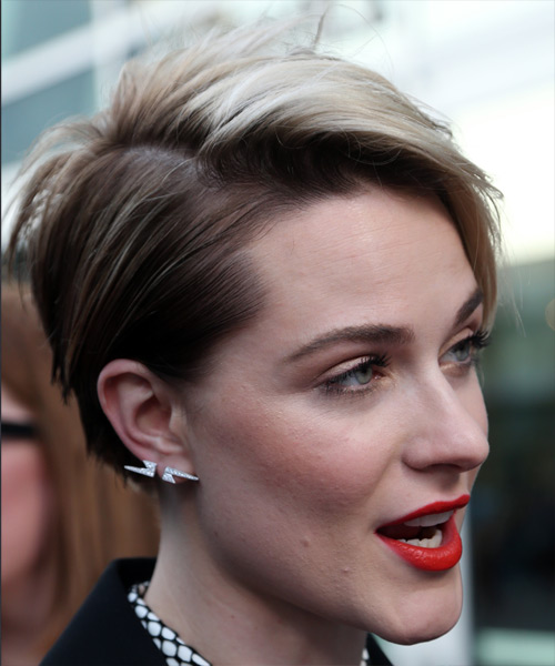 Evan Rachel Wood Pixie Hairstyle with Side Swept Bangs and Highlights