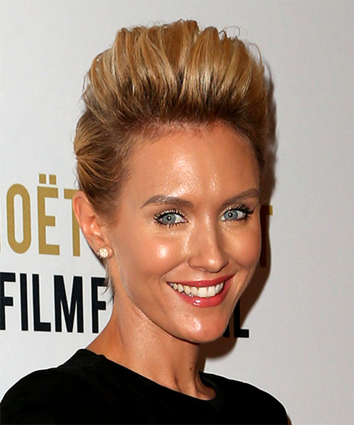 Nicky Whelan Eye-Catching Short Straight    Blonde  Updo Hairstyle - side on view