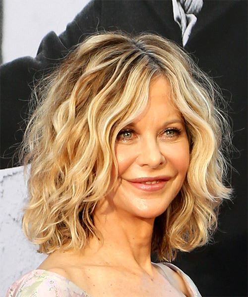 Meg Ryan Medium Wavy Light Blonde Bob Haircut