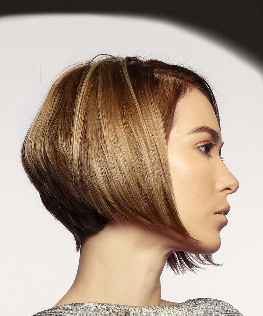 Short Bob Haircut With Subtly Flicked Out Ends - side on view