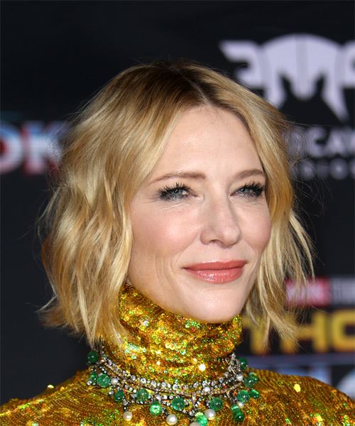 Cate Blanchett Short Wavy   Light Blonde Bob - side on view