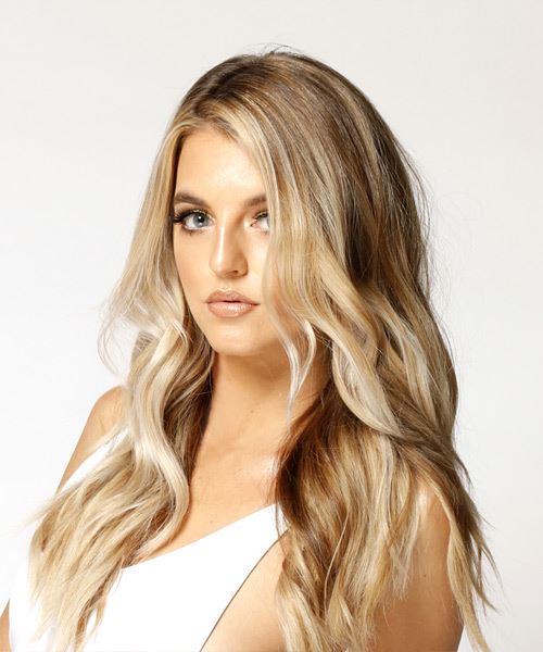  Long Wavy   Light Blonde   Hairstyle   - Side on View