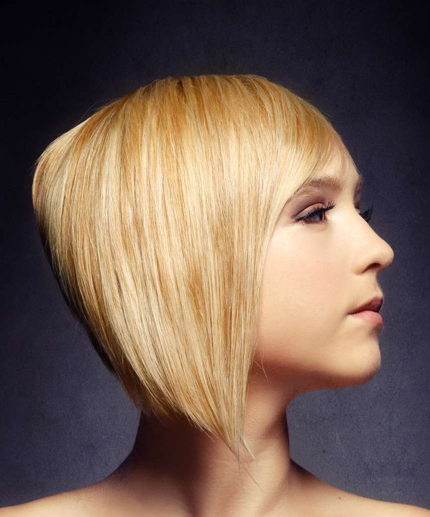 Short And Sculpted Asymmetrical Haircut - view from the side