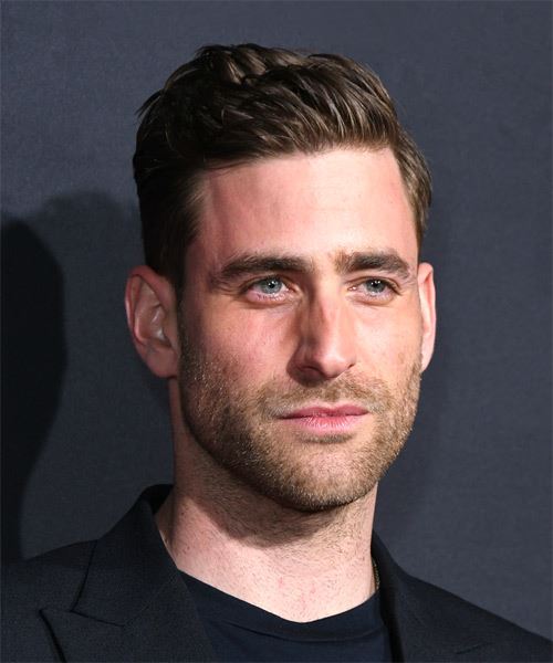 Oliver Jackson Cohen Short Straight   Black    with Blunt Cut Bangs - side on view