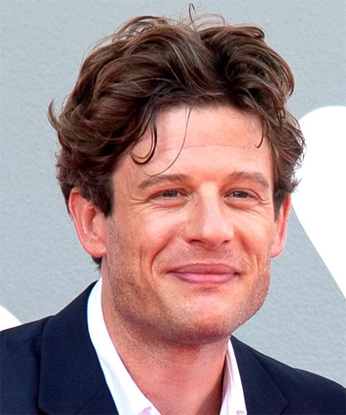 James Norton Short Wavy   Black    with Layered Bangs - side on view