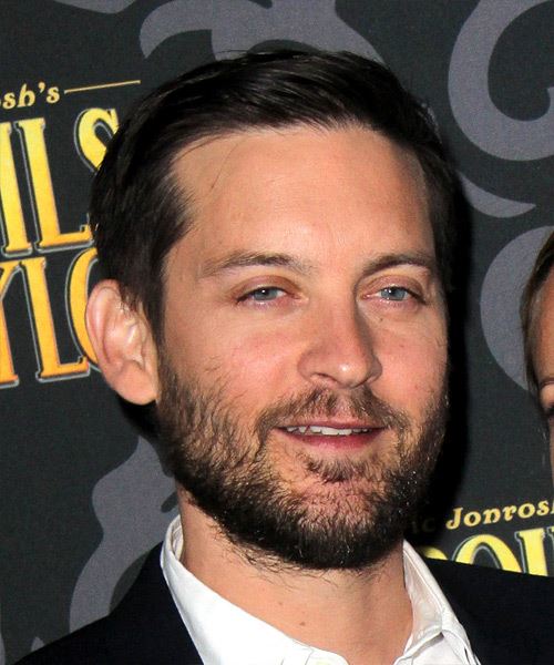Tobey Maguire Short Straight   Black    Hairstyle   - Side on View