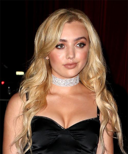 Peyton List Long Wavy    Blonde   Hairstyle   with Light Blonde Highlights - Side on View