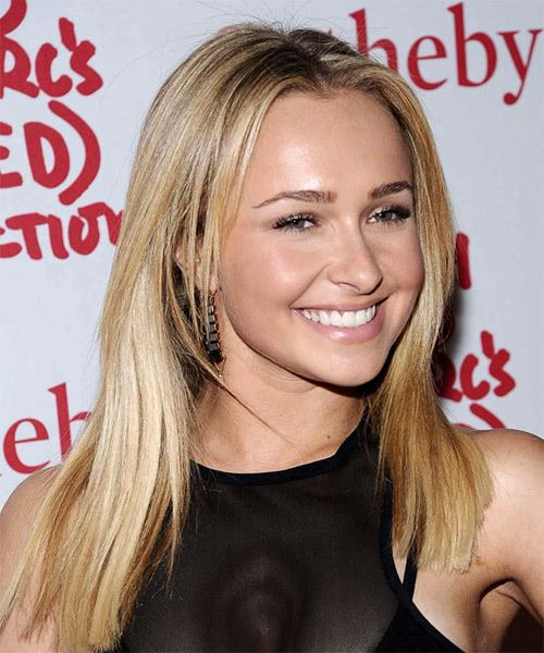 Hayden Panettiere Long Straight    Blonde   Hairstyle   with Light Blonde Highlights - Side on View