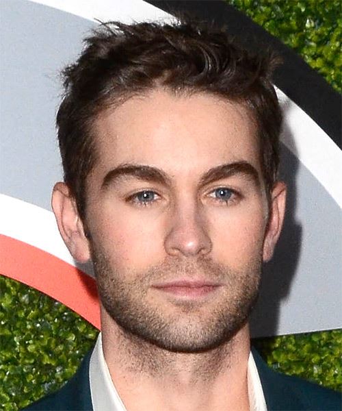 Chace Crawford Short Wavy   Dark Brunette     with Light Brunette Highlights - side on view