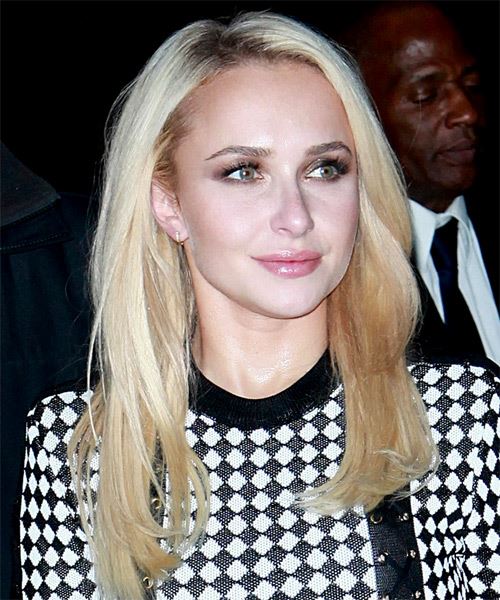 Hayden Panettiere Long Straight   Light Blonde   Hairstyle   with  Blonde Highlights - Side on View