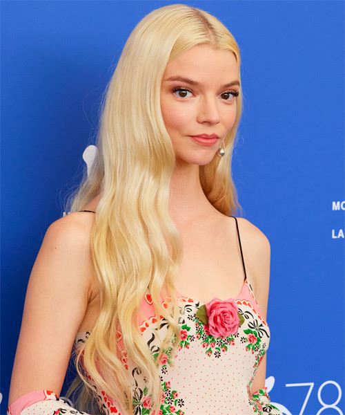 Anya Taylor Joy Long Straight   Light Blonde   Hairstyle   - Side on View
