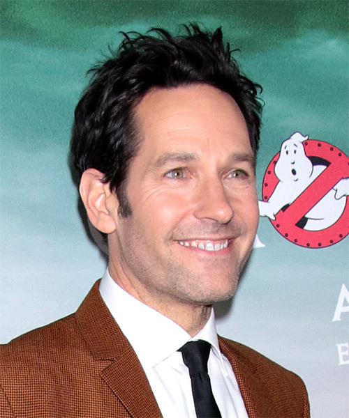 Paul Rudd Short Wavy   Black    Hairstyle   - Side on View