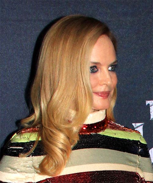 Heather Graham Long Straight   Dark Blonde   Hairstyle with Side Swept Bangs  - Side on View