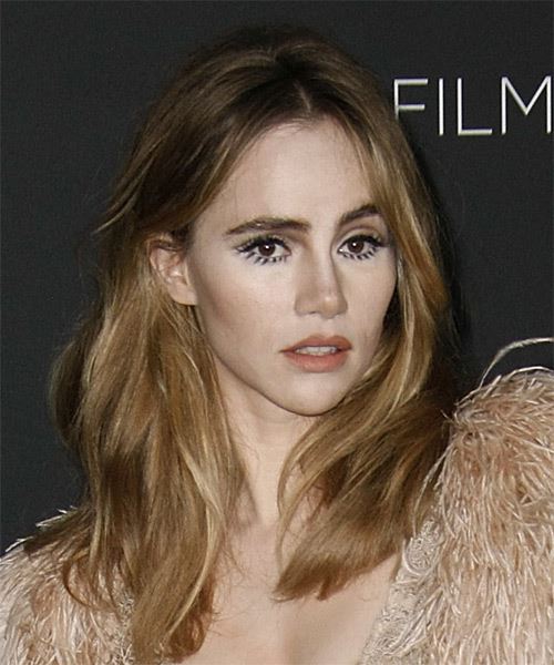 Suki Waterhouse Long Straight    Blonde     with Light Blonde Highlights - side on view
