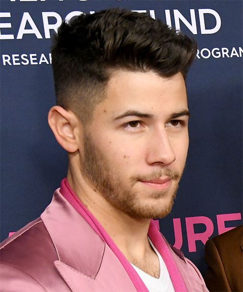 Nick Jonas Short Straight Black Hairstyle