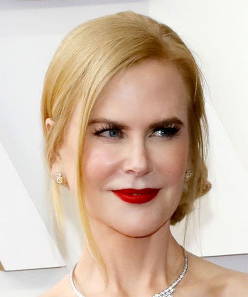 Nicole Kidman Long Straight    Blonde  Updo with Side Swept Bangs - side on view