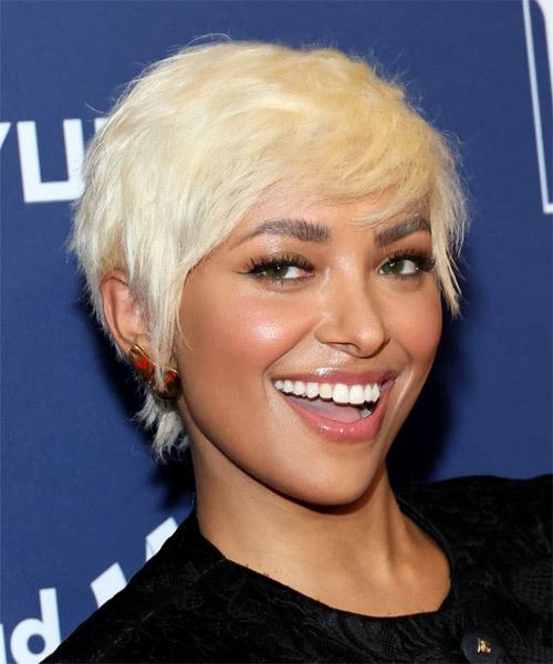 Kat Graham Layered  White Pixie - side on view