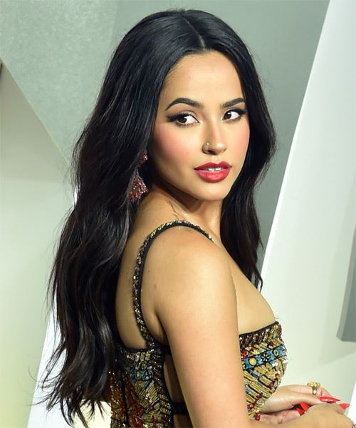 Becky G Long Straight   Black - side on view