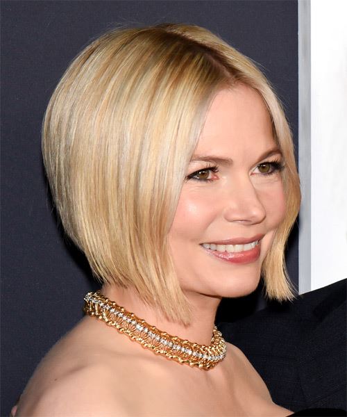 Michelle Williams Graduated Bob Haircut - side on view