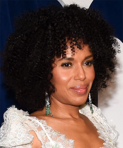 Kerry Washington Shoulder-Length Hairstyle With Tight Curls - side on view