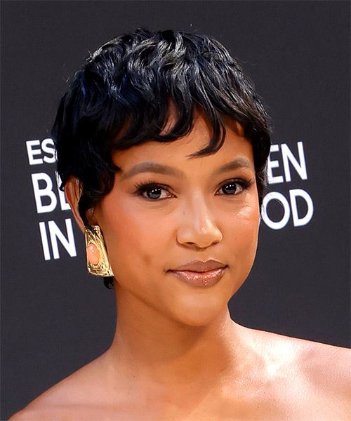 Karrueche Tran Pixie Haircut With Waves - side on view