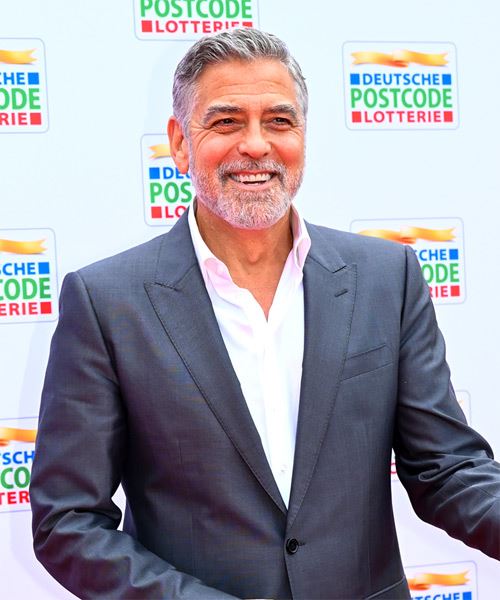 George Clooney Short Grey Hairstyle - side on view