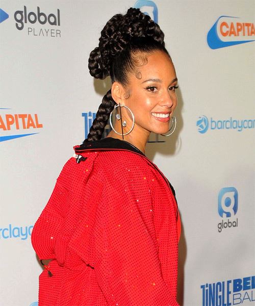 Alicia Keys Braided Updo With High Bun - side on view