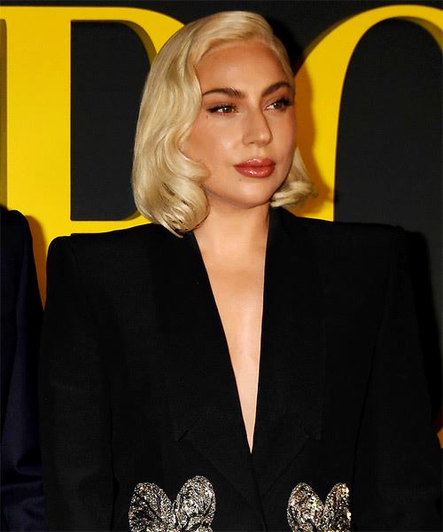 Lady GaGa Lady Gaga Shoulder-Length Hairstyle With Curls - side on view