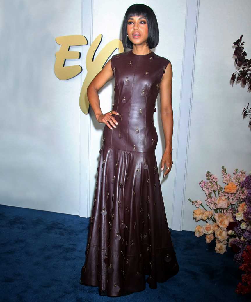 Kerry Washington Sleek Blunt Cut Bob Haircut - view from the side
