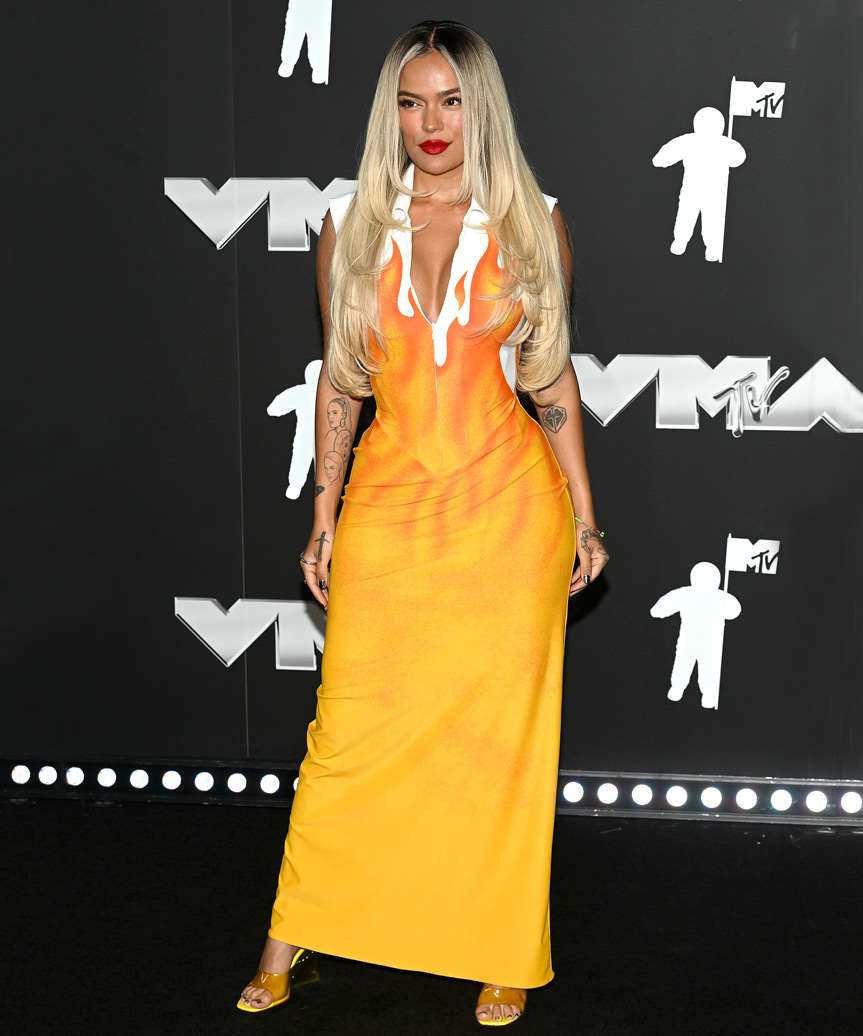 Karol G Long Gray Hairstyle - view from the side