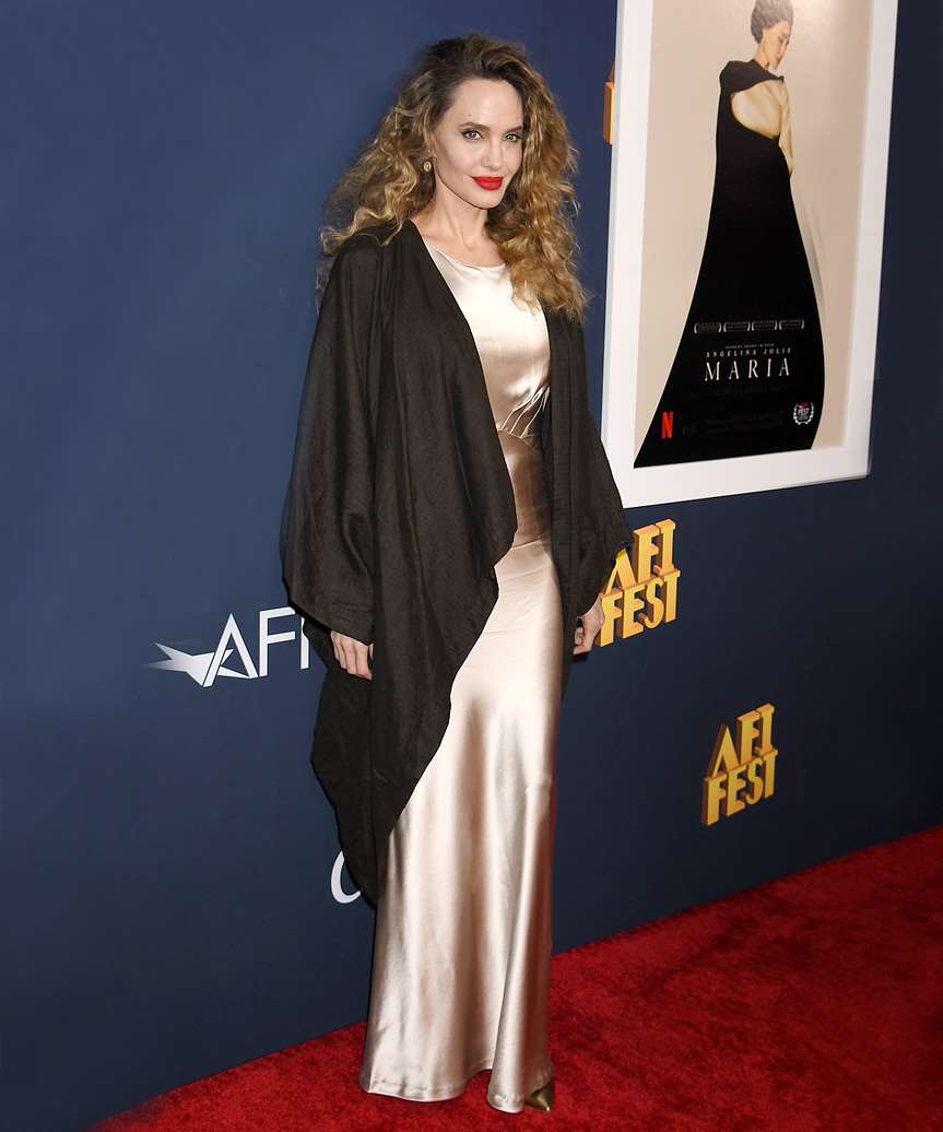 Angelina Jolie Wild Hairstyle With Voluminous Curls - view from the side