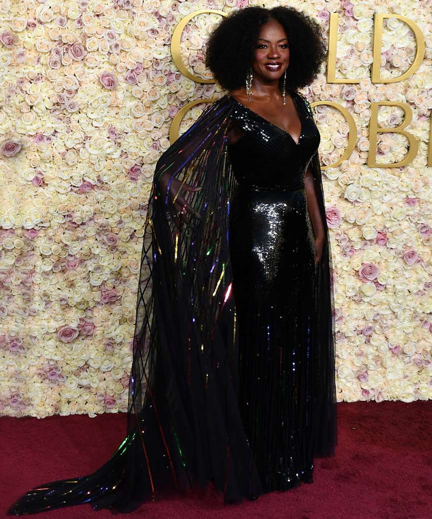 Viola Davis Afro Hairstyle - Golden Globe Awards 2025 - view from the side