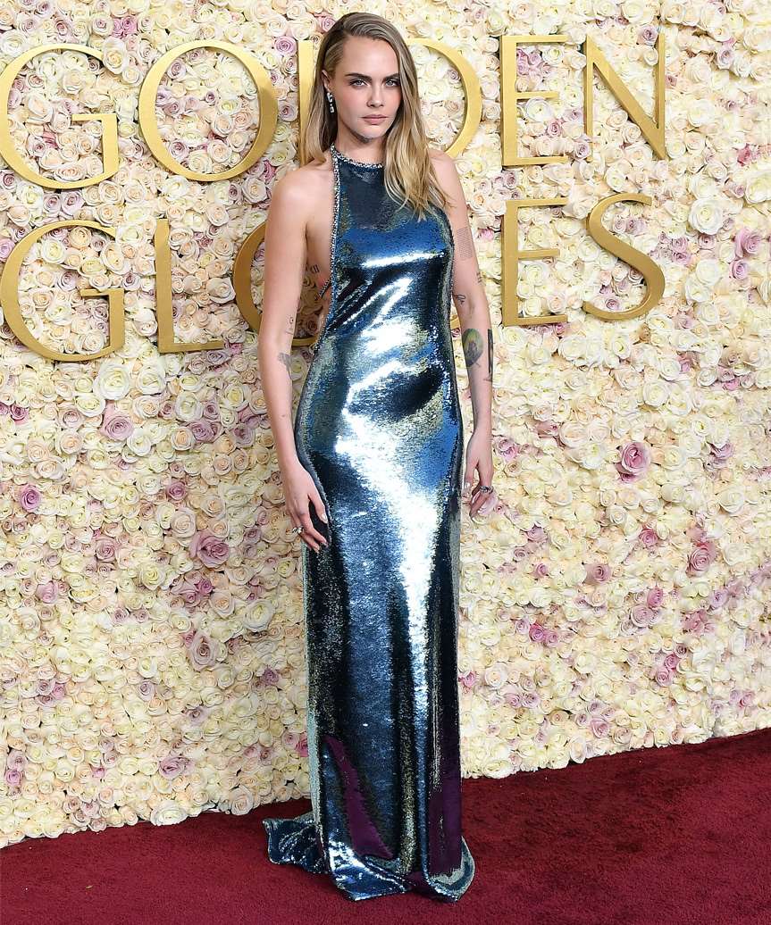 Cara Delevingne Hairstyle - Golden Globe Awards 2025 - view from the side