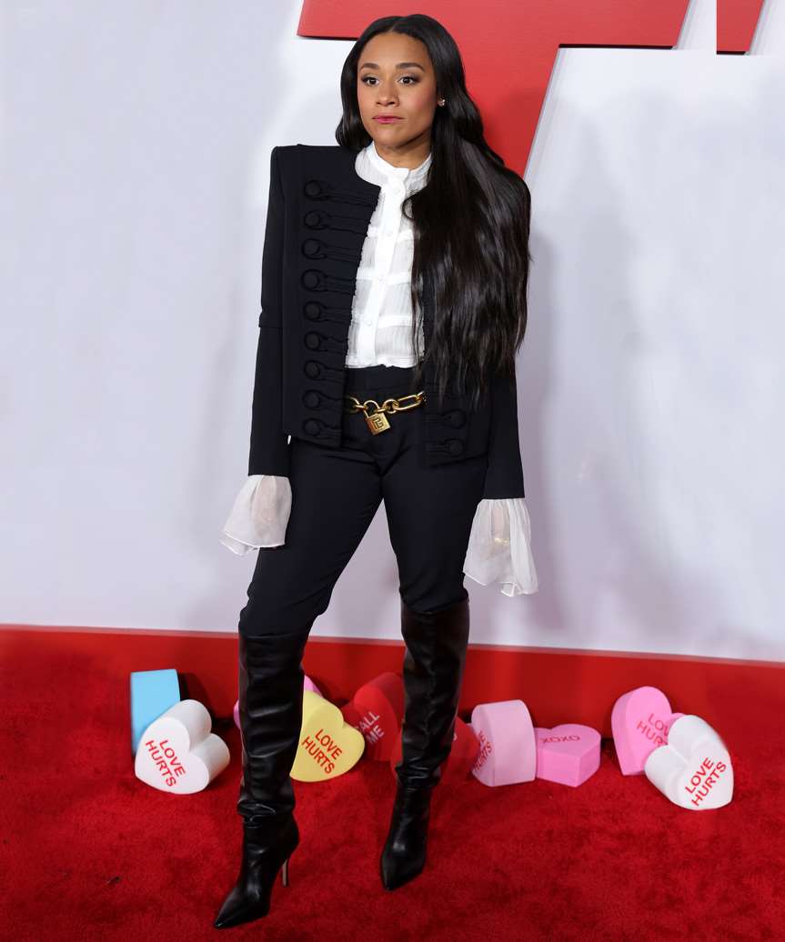 Ariana DeBose Long Side-Swept Hairstyle - view from the side