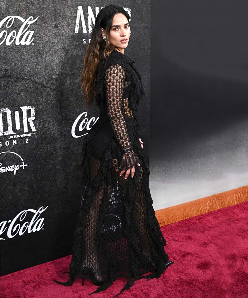 Adria Arjona Long Hairstyle With Curls And Subtle Highlights - view from the side