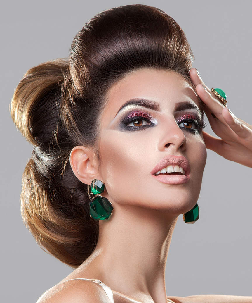 Elegant Updo Hairstyle With Lifted Bangs - view from the side