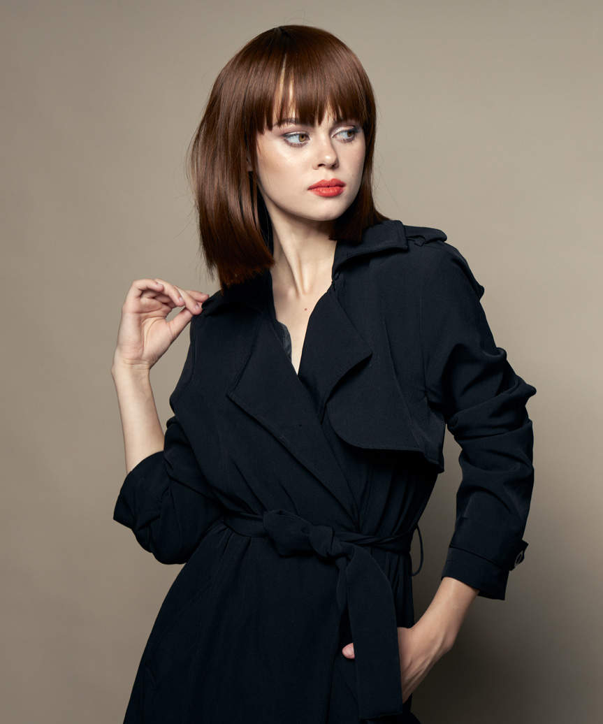 Blunt Cut Shoulder Length Bob With Classic Bangs - view from the side
