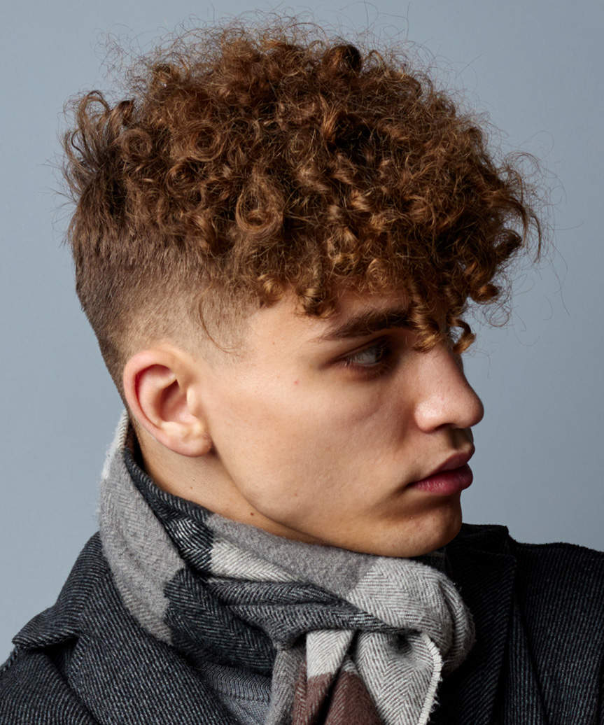 Short Male Hairstyle With Very Short Sides And Natural Curls - view from the side