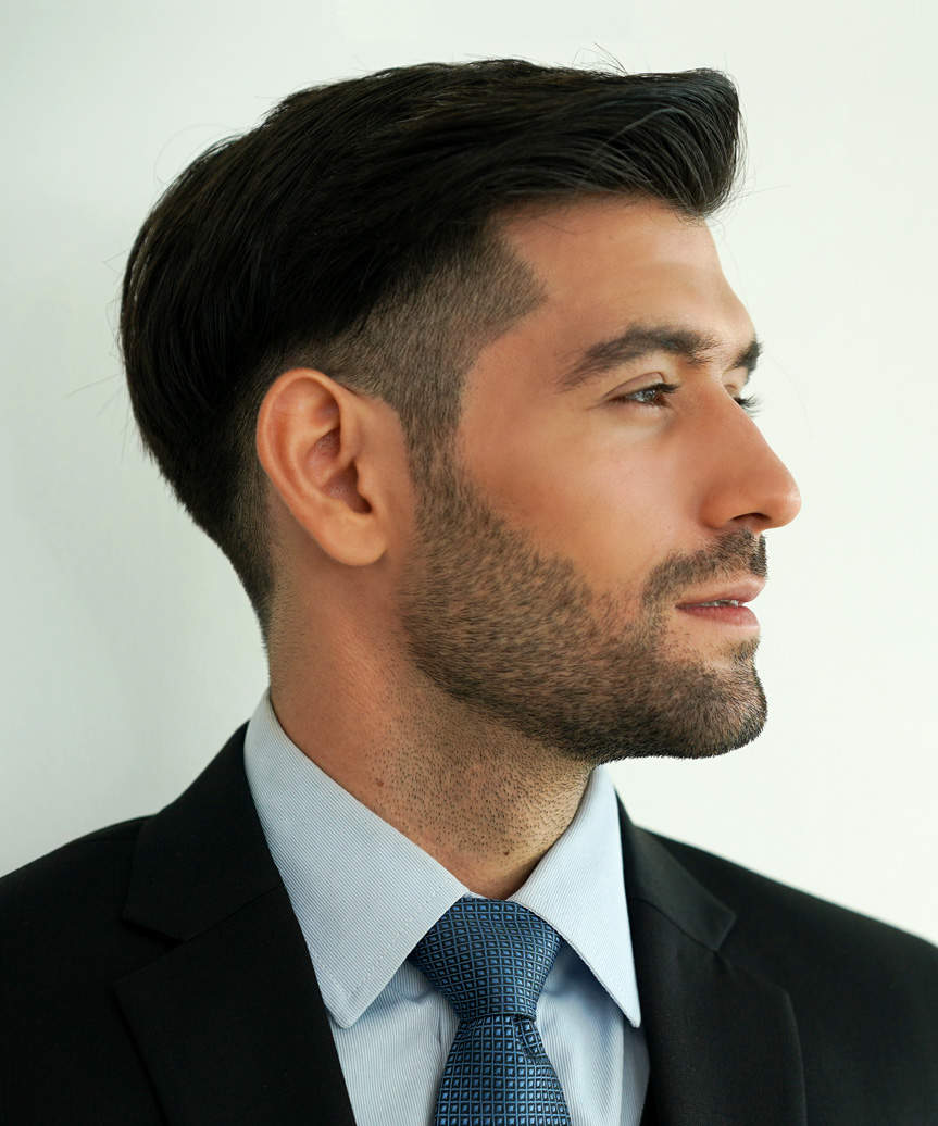 Short Modern Male Hairstyle - view from the side
