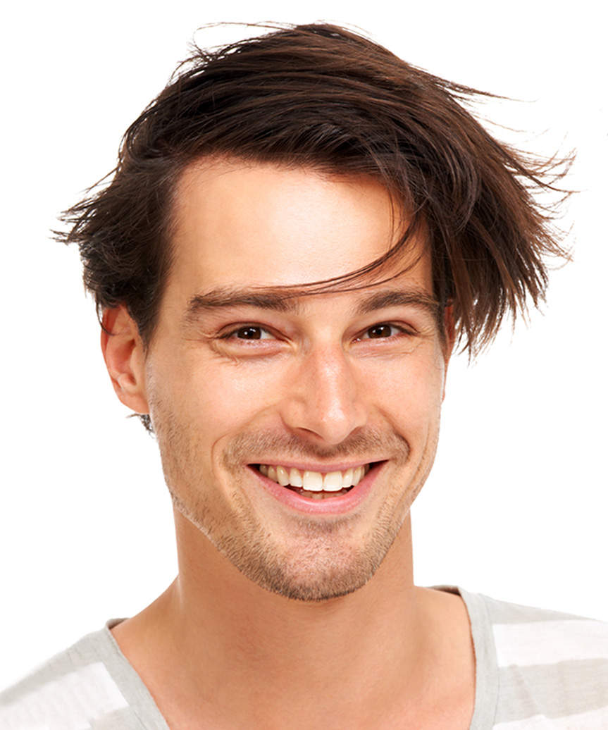 Short Trendy Male Hairstyle With Extended Length On Top - view from the side