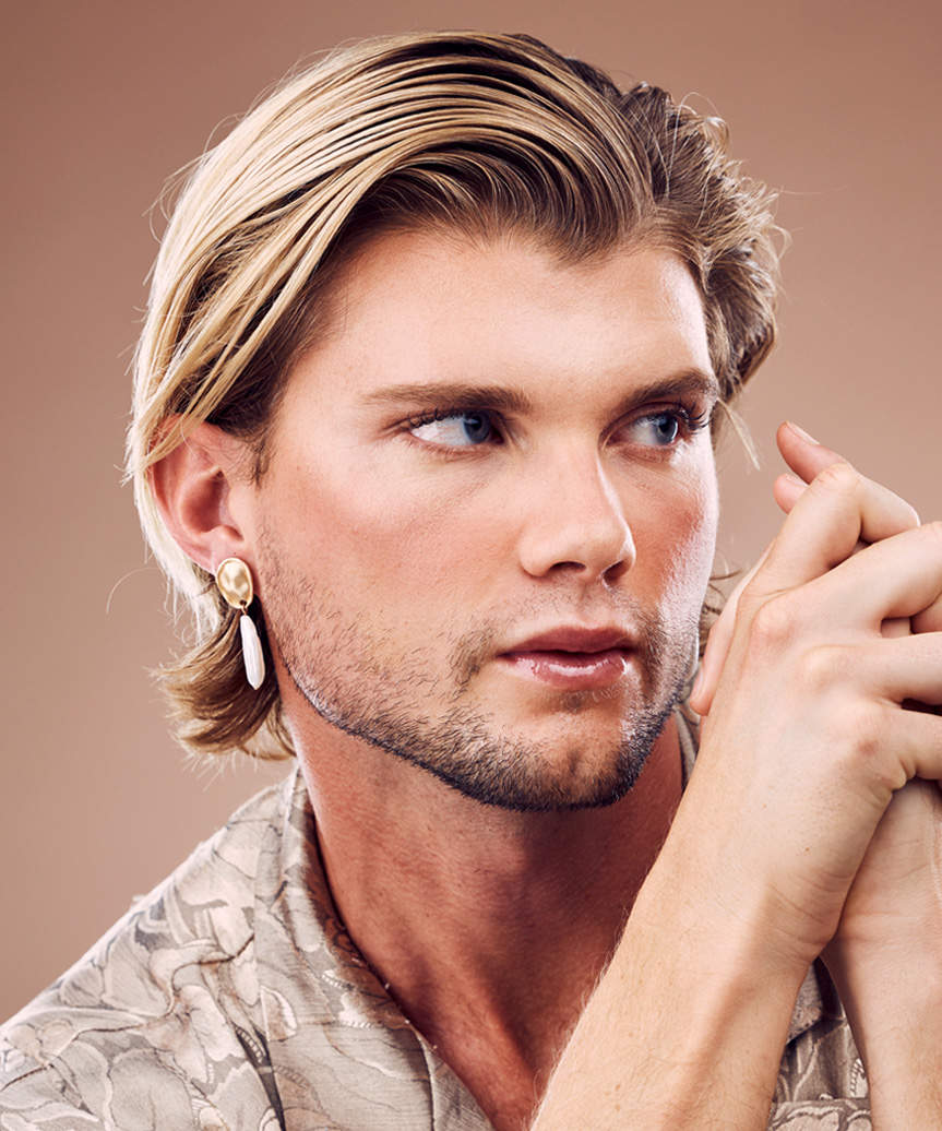 Male Medium-Length Slicked-Back Hairstyle - view from the side