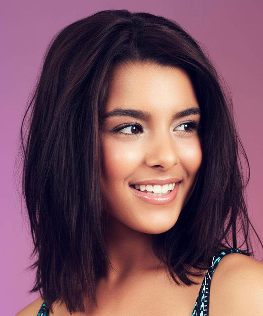 Choppy Shoulder-Length Hairstyle - view from the side