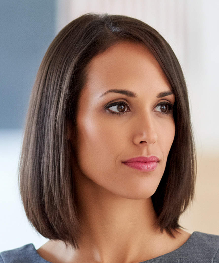 Chic Sleek Blunt Lob - view from the side