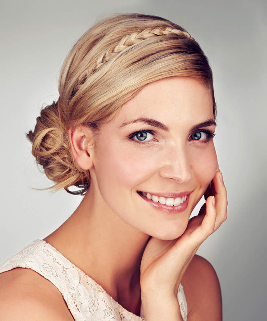 Elegant Updo With Braided Headband - view from the side