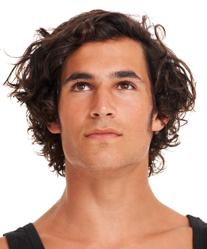 Medium-Length Curly Shag Hairstyle For Men - view from the side