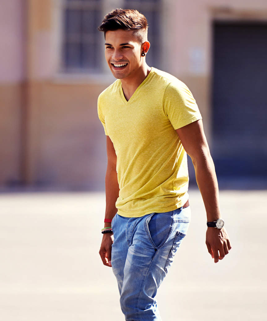 Quiff Hairstyle For Men With Taper Fade - view from the side