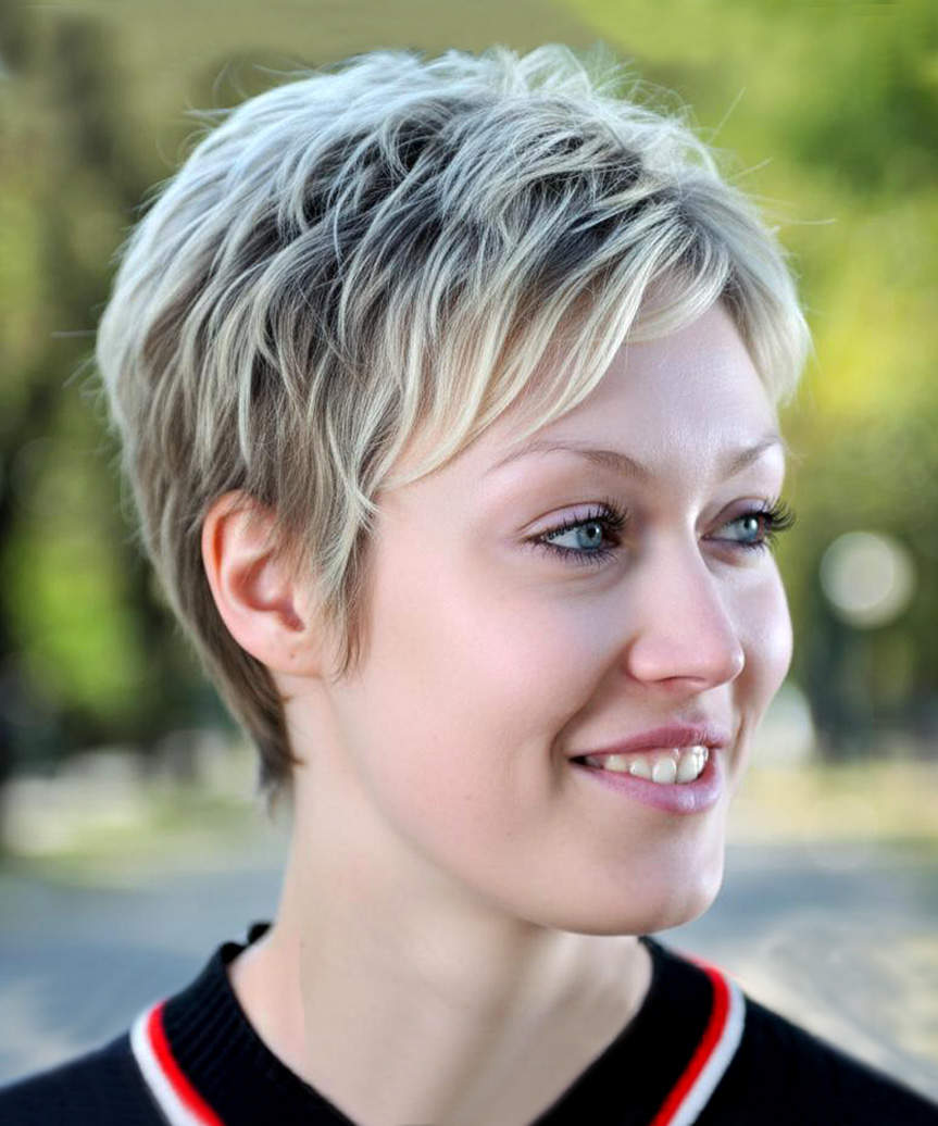 Textured Pixie Hair Cut - view from the side