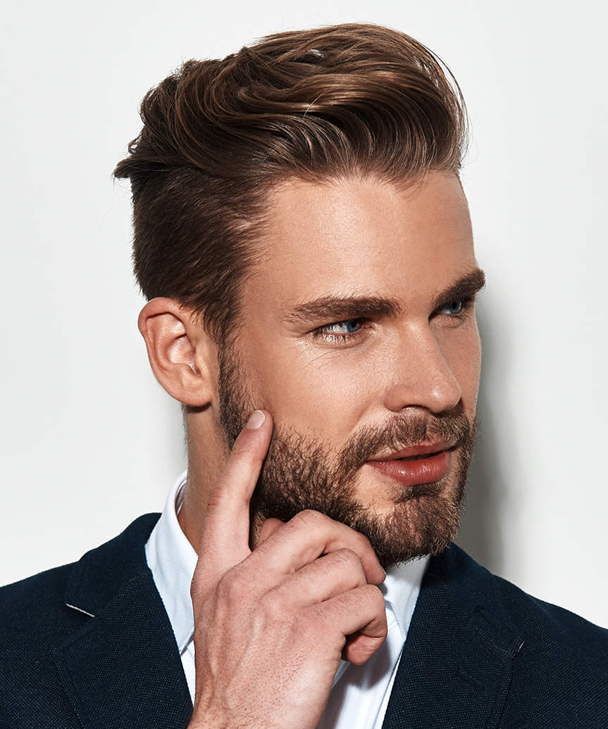 Sleek Modern Pompadour Hairstyle For Men - view from the side