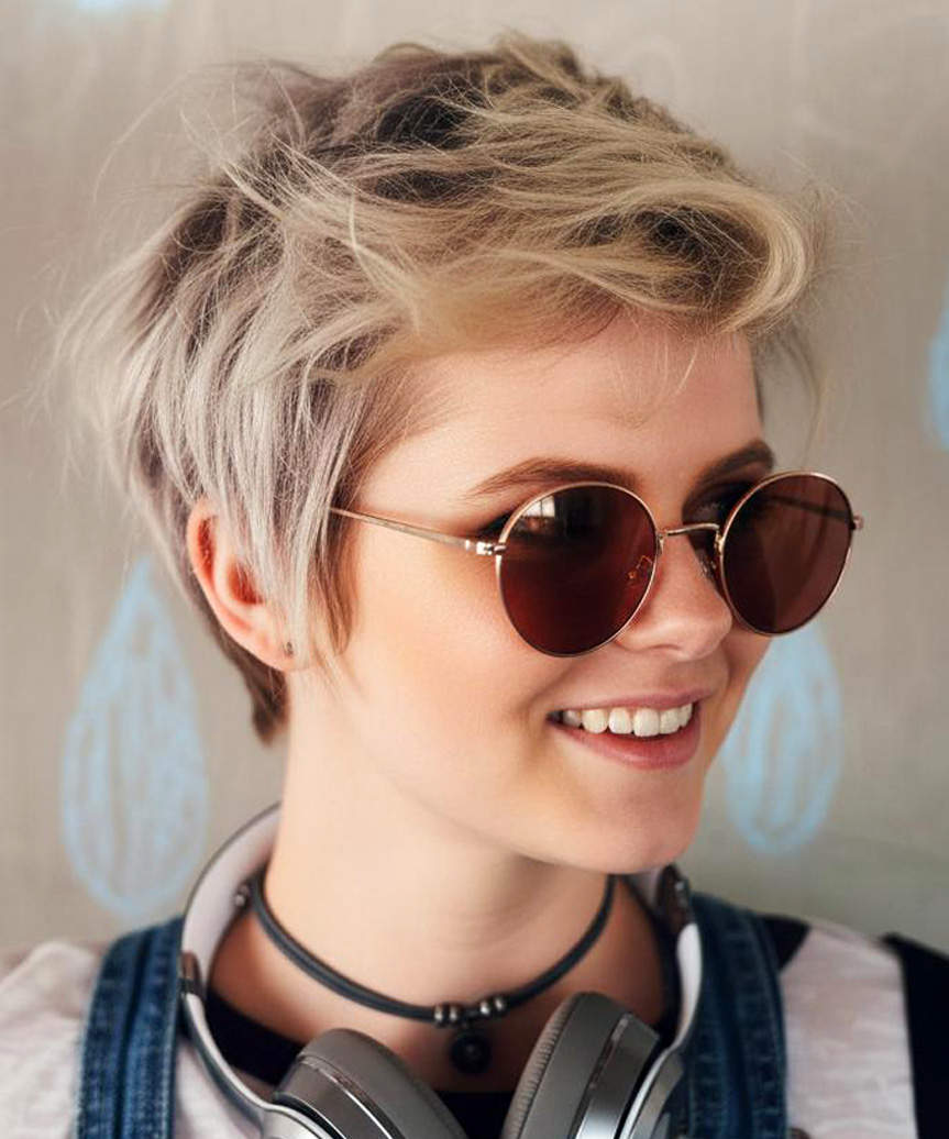 Modern Textured Pixie Cut With Tousled Finish - view from the side
